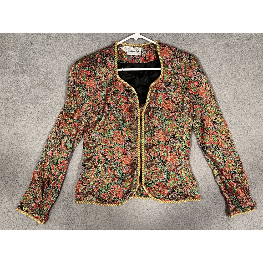 Lillie Rubin‎ Adrianna Papell Vintage 100% Silk Jacket Size 8  Paisley Vintage